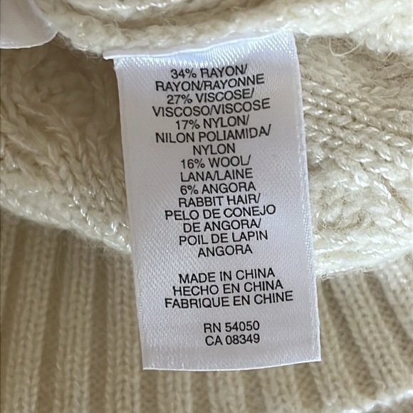 NWT Jones New York | Cableknit Wool/Angora Blend Fishermen Sweater Small - Picture 10 of 10